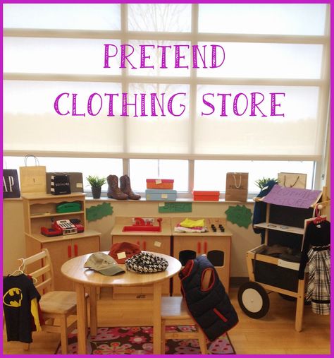 Pre-K Tweets: Clothing Store Preschool Clothes, Head Start Classroom, Clothes Study, Creative Curriculum Preschool, Clothing Study, Dramatic Play Themes, Cc Clothing, Lead Teacher, Clothing Themes