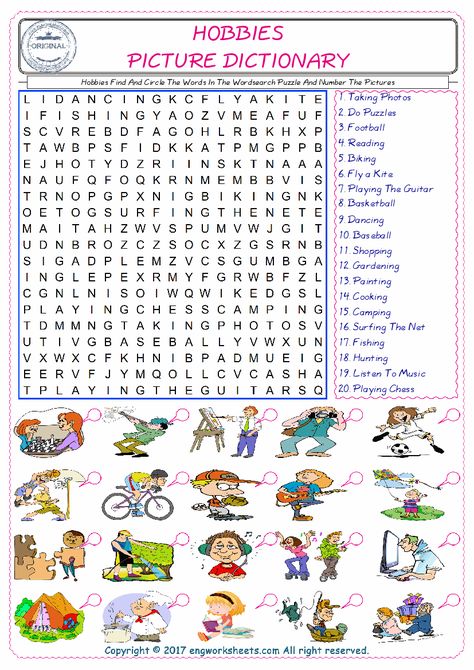 Hobbies Vocabulary English, Hobbies Worksheet English, English Puzzles Worksheets, Hobbies Worksheet For Kids, My Hobby Worksheet, Hobby Lobby Frames, Hobbies Quote, Exercises For Kids, English Adjectives