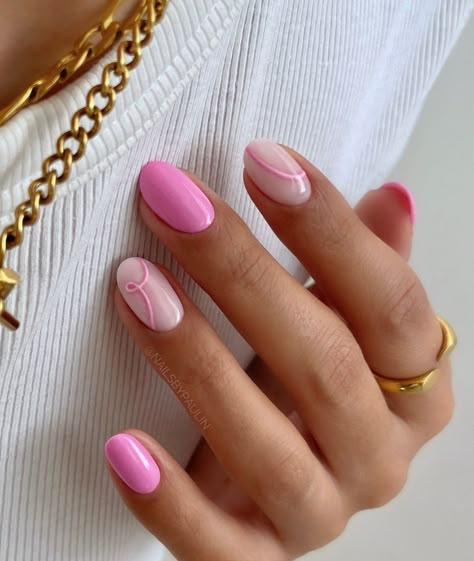 Round Nail Designs, Short Round Nails, Short Pink Nails, Pink White Nails, Pink Nail Art Designs, Pink Summer Nails, Unghie Sfumate, Ideas Uñas, Pink Nail Art