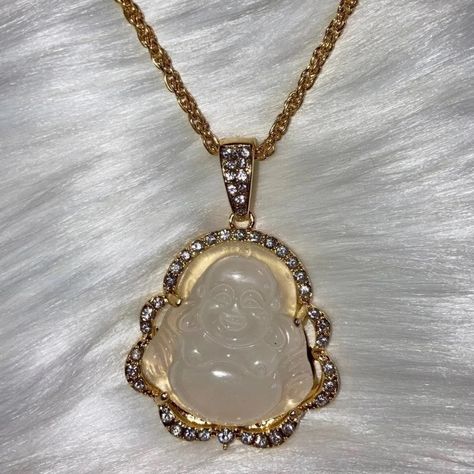 Material- Cubic Zirconia Chain Length- 22.44 Inches Pendant Length- 1.57 Inches Pendant Width- 1.38 Inches White Buddha, Necklaces Aesthetic, Fire Necklace, Buddha Pendant Necklace, Flower Statement Necklace, Pendant Necklace Simple, Buddha Necklace, Chunky Bead Necklaces, Buddha Pendant