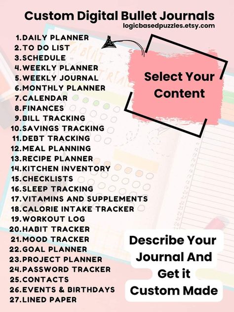 How To Make Your Own Planner, Make Your Own Planner, Design Your Own Planner, Bill Tracking, Kitchen Inventory, Password Tracker, Workout Log, Project Planner, Goals Planner