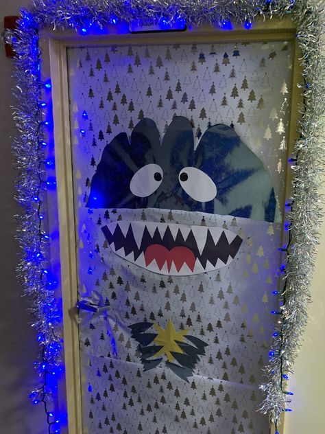 Yeti Door Decoration, Yeti Christmas Door, Yeti Door Decorations For School, Yeti Door, Homeroom Activities, Silver Christmas Trees, Paper Eyes, Office 2023, Halloween Classroom Decorations