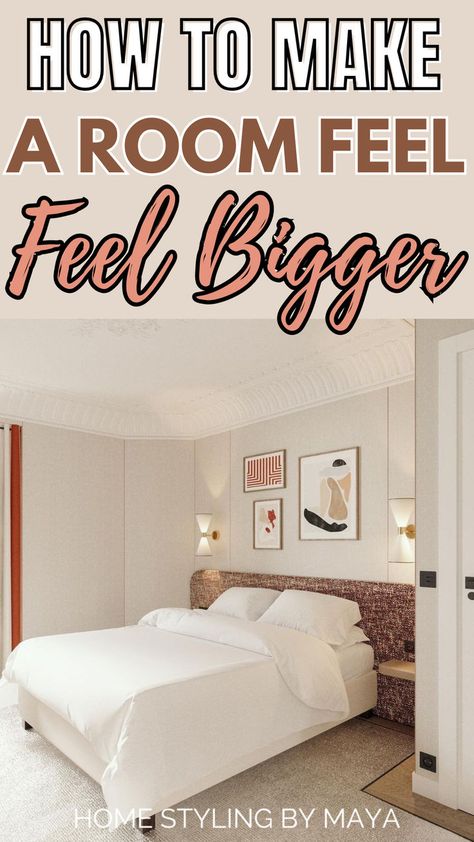 how to make a room feel bigger, Home decor tips Small Room Feel Bigger, Make A Room Feel Bigger, Small Room Look Bigger, Ways To Decorate Your Room, Room Look Bigger, Make A Room, Big Bedrooms, Cute Bedroom Ideas, Home Styling