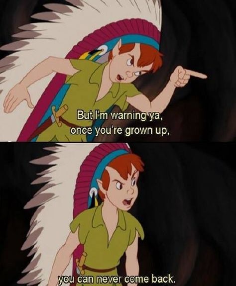 Happy Birthday, Peter Pan! Peter Pan 1953, Never Come Back, Peter Pan Disney, Never Grow Up, Tv Quotes, Disney Quotes, Disney Films, Pixie Dust, Disney And Dreamworks