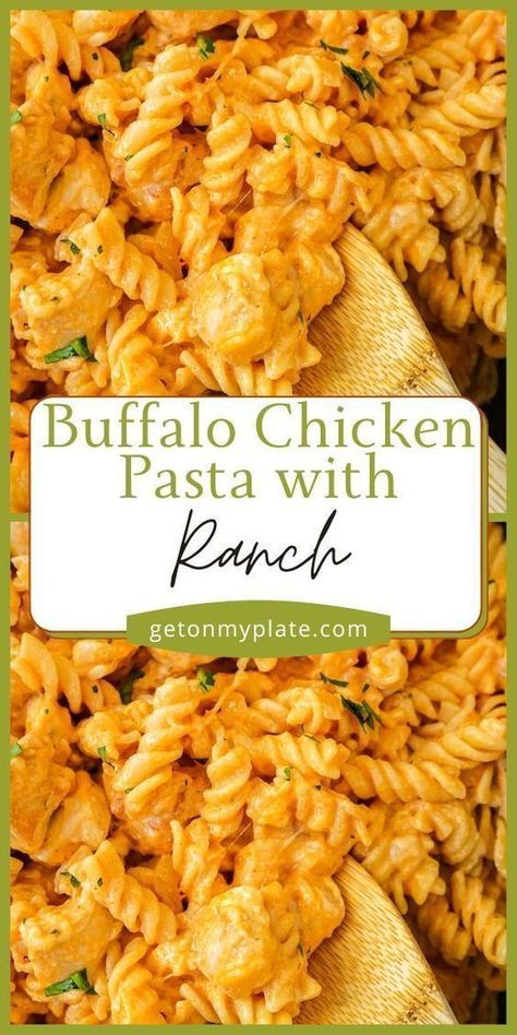 Buffalo Pasta Recipes, Buffalo Ranch Sauce, Buffalo Pasta, Buffalo Chicken Sauce, Chicken Pasta Casserole, Chicken Ranch Pasta, Ranch Sauce, Easy Buffalo Chicken, Buffalo Chicken Recipes