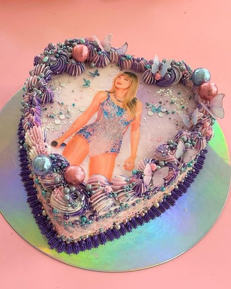 I thought it might be fun to sort my Swiftie cakes by era. Here are some of my faves (but not all) I’ve made from the Lover era 💖 it’s… | Instagram Heart Shaped Taylor Swift Cake, Taylor Swift Heart Cake, Taylor Swift Sheet Cake, Taylor Swift Lover Cake, Eras Tour Cake, Taylor Swift Cake Ideas, Taylor Swift Cake Ideas Birthday, Swiftie Cake, Eras Cake