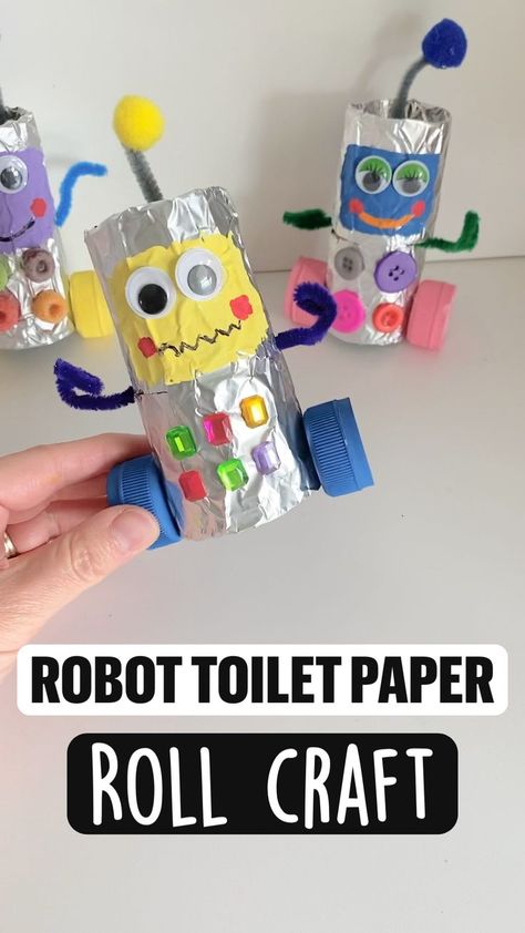 Robot Toilet Paper | Pinterest Robot Craft, Babysitting Crafts, Roll Craft, Recycled Crafts Kids, Toddler Arts And Crafts, Paper Roll Crafts, Daycare Crafts, Classroom Crafts, Fabric Christmas Ornaments