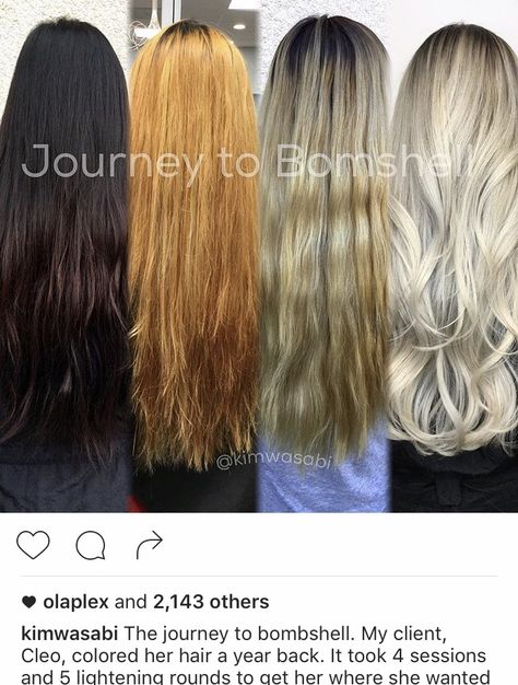 Stages From Black To Blonde Hair, Brunette To Blonde Stages, Stages Of Bleaching Hair, Black To Blonde Transition, From Black To Blonde Hair Transition, Black To Blonde Hair Process, Dark To Blonde Hair Transformation, Bleaching Dark Hair, Dark To Light Hair