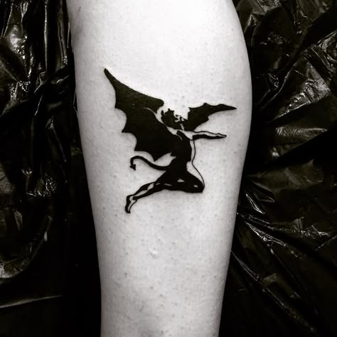 Black Sabbath Tattoo, Heavy Metal Tattoo, Winged Demon, Ozzy Tattoo, Small Black Tattoos, Black Tattoo Ideas, Rock Tattoo, Devil Tattoo, Angel Tattoos