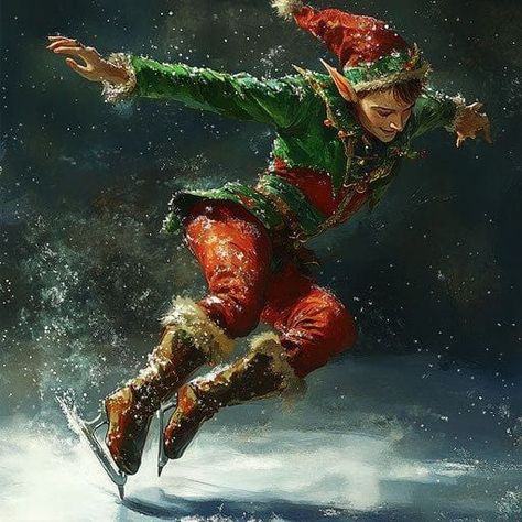 Christmas Elf Art Illustration, Christmas Elf Art, Christmas Story Ideas, Christmas Fantasy Art, Christmas Character Design, Elf Culture, Figure Skating Art, Winter Fae, Elf Images