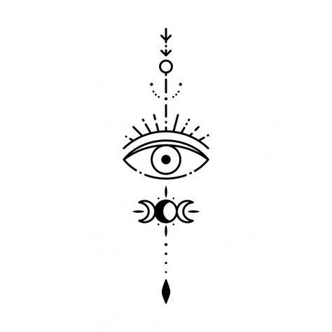 Geometric tattoo | Premium Vector Tattoo Crane, Third Eye Tattoos, Evil Eye Tattoo, Muster Tattoos, Inspiration Tattoos, Sternum Tattoo, Constellation Tattoos, Eye Tattoo, All Seeing