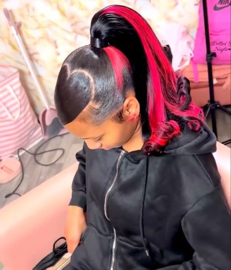 Colored Barbie Ponytail, Pink Barbie Ponytail, Y2k Hairstyle, Pink Ponytail, Pink Hairstyles, Barbie Ponytail, Pink And Black Hair, Barbie Hairstyle, Weave Ponytail Hairstyles