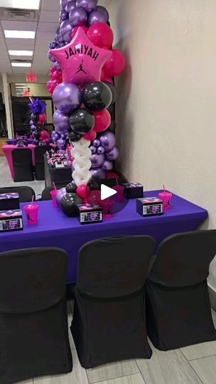 2.8K views · 598 reactions | Janiyah The Dancer Sneaker Ball 💜 🖤 🩷 
#noeventistobigortoosmall ##cnlevents ##sneakerball 
@biggggggdessssssss thank you for allowing me to be apart of her special day 😘 

Decor:@fidgerella 💜
Treats:@thesweetconnect 🩷
Custom goodies:@acreativegoddess 🖤
Table wrap:@gigisbychesney 💜
Custom boxes:@thejewelsbyjesii🩷
Cake:@uniquelee.creations🖤
Backdrop:@tdeprints 💜
Vynils:@symonee_ 🩷
Balloons:@fidgerella 🖤
@_timamarieh_  thank you for ALWAYS  being there to help💜 | Events by CNL | dynamiclegends_ · Original audio Sneaker Ball Table Centerpieces, Sneaker Ball Decor, Sneaker Ball Party Ideas, Sneaker Ball, The Dancer, Custom Boxes, Bday Party, Table Centerpieces, Special Day