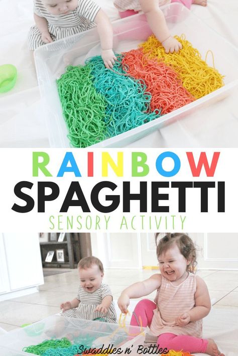 2yr Activities, Toddler Activties, Rainbow Spaghetti, Baby Storytime, Colored Spaghetti, Baby Sensory Play, Play Activity, Sensory Activities Toddlers, Baby Play Activities