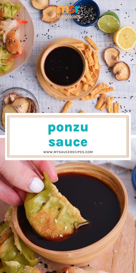 Balanced with sweet, salty, and citrusy flavor and tons of umami, this Homemade Ponzu Sauce recipe is a winner on so many dishes! Ponzo Sauce Recipe, Eel Sauce Recipe, Ponzu Sauce Recipe, Peri Peri Sauce Recipe, Healthy Condiments, Dressings Recipes, Best Sauce Recipe, Ponzu Sauce, Sauce For Salmon