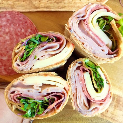 Wraps Recipes Italian, Making A Wrap Sandwich, Wrap Bento Lunch, Cold Wrap Recipes, Wrap Sandwich Ideas Lunch Boxes, Premade Wraps For Lunch, Wraps Recipes Lunchmeat, Easy Wrap Sandwiches, Cold Meat Wraps