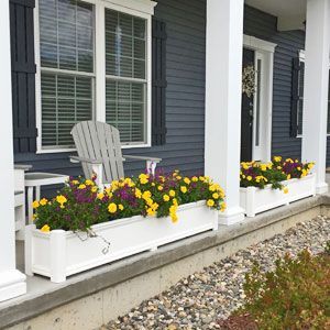 Cape Cod Planters between porch columns Porch Planter Ideas, Front Porch Landscape, Porch Kits, Porch Landscaping, Porch Flowers, Porch Planters, Building A Porch, Porch Columns, Front Porch Ideas Curb Appeal