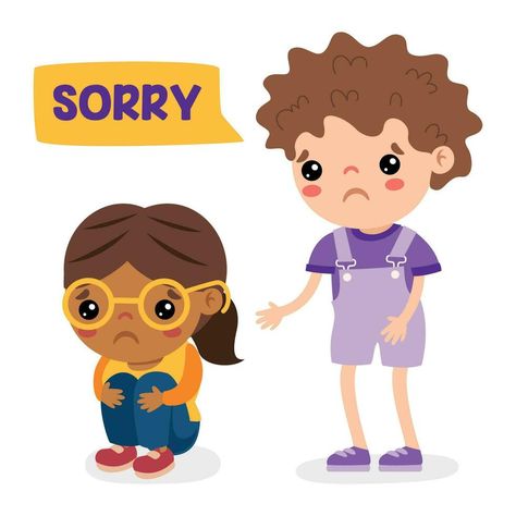 Cartoon Little Kid Saying Sorry Sorry Cartoon, Esl Kindergarten, Happy Birthday Mickey Mouse, Birthday Mickey Mouse, Say Sorry, English Activities For Kids, Good Manners, English Activities, Saying Sorry