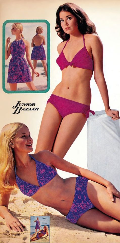 1960s Swimwear, Beach 70s, 1970s Beach, Vintage Beachwear, Colleen Corby, Sears Catalog, 60s 70s Fashion, 70s Outfits, Seventies Fashion