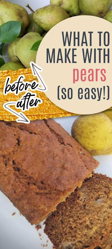 What Can You Do With Fresh Pears, Leftover Pear Recipes, Can Pears Recipes, Peach And Pear Recipes, Recipes With Pears Simple, Banana Pear Bread, Fresh Pears Recipes Easy, Recipes For Canned Pears, Apple Pear Bread Recipes