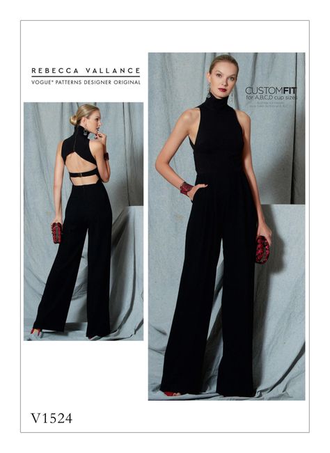 Sewing Pattern for Misses' Open-Back Banded JUMPSUIT Designer Overalls, Jumpsuit Pattern Sewing, Formal Jumpsuit, Belt Jumpsuit, Overall Jumpsuit, Rebecca Vallance, Vogue Sewing, Fitted Jumpsuit, Vogue Sewing Patterns