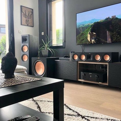 Tag someone who would love this ! Rate it 1-10 ?! . Share your home theater setup with @decibelvibe by sending your pics and description by DM or E-mail (decibelvibe@gmail.com) . Follow @decibelvibe for beautiful home cinema hifi inspiration and setups . Follow @decibelvibe for more contents . . by @klipsch_sa . . #decibelvibe #homecinema #hometheater #hometheatre #homecinemas #speaker #speakers #gamer #audiospeakers #soundsystem #surroundsound #hifiaudio #stereo #audio #extrabass #stereo Klipsch Home Theater, Klipsch Speakers, Home Cinema Systems, Cinema Theater, Home Cinema Room, Home Theater Setup, Hi Fi System, Hifi Speakers, Stereo System