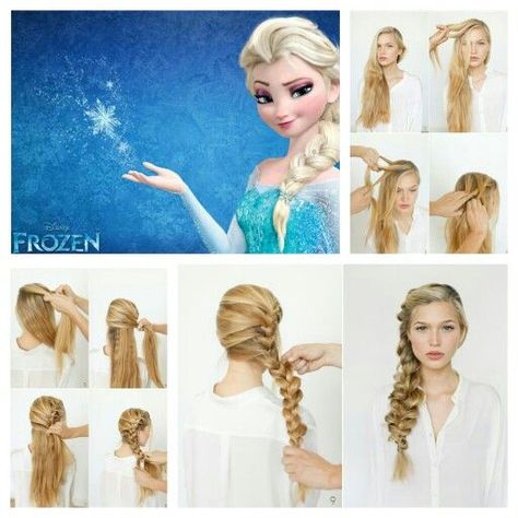 Frozen Hair Tutorial, Frozen Braid, Frozen Hairstyles, Elsa Braid, Elsa Hair, Frozen Hair, Hairstyles Styles, Disney Hair, Beach Wave Hair