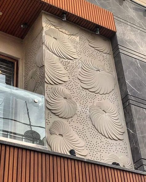 3d Wall Cladding Exterior, Elevation Cladding Design, Terrace Wall Tiles Design, Marble Cladding On Wall Exterior, Cnc Wall Design, Exterior Stone Wall Cladding, Marble Handicraft, 3d Stone Wall, Metal Art Work