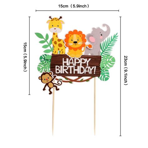 Unimall Jungle Animals Happy Birthday Cake Toppers Wild Forest Theme Lion Elephant Monkey Cake Picks Baby Shower Birthday Party Decorations - 1 PACK : Amazon.ae: Grocery Jungle Safari Cake, Happy Birthday Animals, Jungle Animals Party, Boys Birthday Party Decorations, Monkey Cake, Girls Birthday Party Decorations, Safari Cakes, Jungle Safari Party, Forest Party