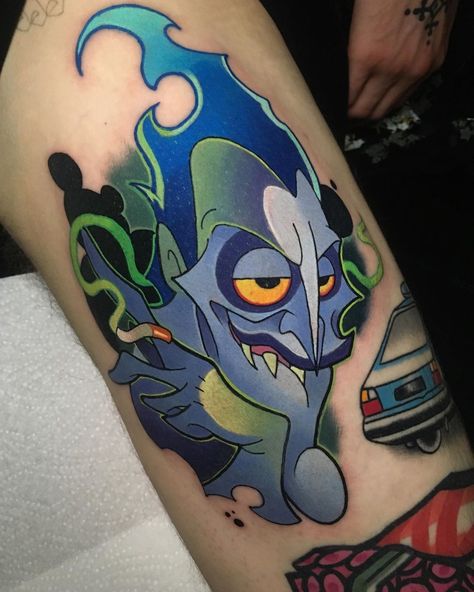 Hades And Persephone Tattoo, Hades From Hercules, Persephone Tattoo, Dark Disney Tattoo, Hercules Tattoo, Hades Hercules, Hades Tattoo, Matching Bff Tattoos, Disney Sleeve Tattoos