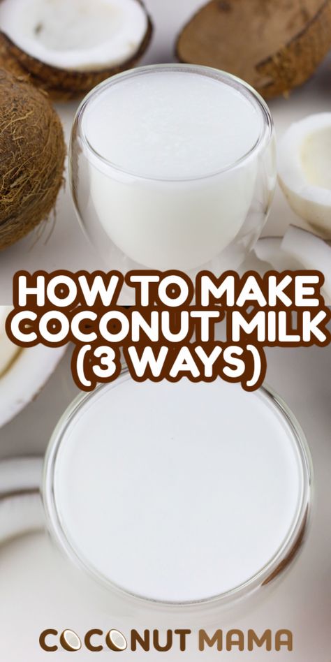 Looking for a healthy dairy-free alternative to cow's milk? Learn how to make coconut milk at home with just two ingredients! Coconut Milk Drink, Coconut Milk Uses, Dairy Snacks, Oat Milk Recipe, Make Coconut Milk, Cow's Milk, Dairy Desserts, Dairy Free Alternatives, Coconut Milk Recipes