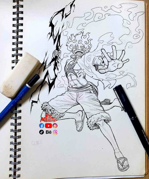 Drawings One Piece Drawing Gear 5, Luffy Gear 5 Drawing Sketch, Luffy Gear 5 Sketch, Gear 5 Drawing, Luffy Gear 5 Drawing, Luffy Gear 5th, Luffy Gear 4, Hair Stenciling, Luffy Gear 5