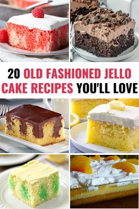 Jello Pound Cake Recipe, Jello Cakes Poke, Polk Cake With Jello, Easy Jello Cake, Poke Cakes With Jello, Poke Cake With Pudding Filling, Cake Mix With Jello Added, Hello Cake Recipe, Yellow Cake Chocolate Pudding Poke Cake