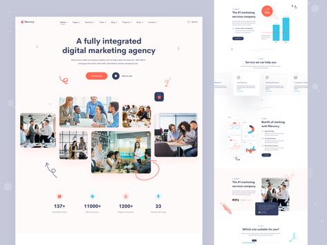 Maruncy | Marketing Agency Website Landing Page - v7 Landing Page Hero Section, Saas Website Design, Agency Website Inspiration, Portfolio Website Ideas, Web Map, Digital Marketing Websites, Digital Marketing Agency Website, Saas Website, Landing Page Web Design