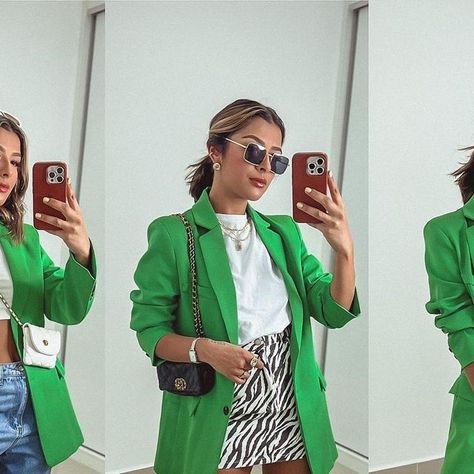 Outfits Com Blazer, Blazer Verde Outfit, Top Verde Outfit, Outfits Con Blazer Verde, Blazer Verde Outfits Mujer, Look Blazer Verde, Green Blazer Outfits, Green Blazer Outfit, Blazer Verde