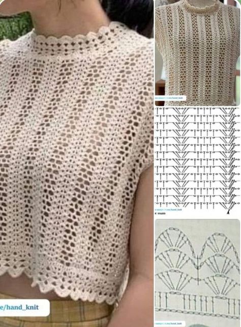 Chic Crochet Top, Lidia Crochet Tricot, Crochet Blouse Free Pattern, Crochet Stitches Chart, Gilet Crochet, Mode Crochet, Crochet Ladies Tops, Crochet Lace Pattern, Crochet Stitches Video