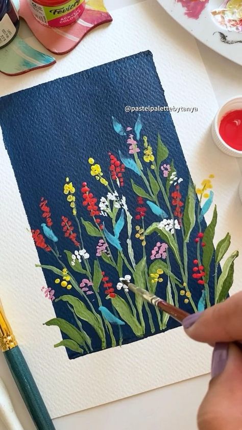 Trin For Trin Tegning, Gouache Art, Abstract Art Painting Diy, Painting Art Lesson, Art Painting Gallery, Small Canvas Art, Watercolor Art Lessons, Painting Flowers, Nature Art Painting