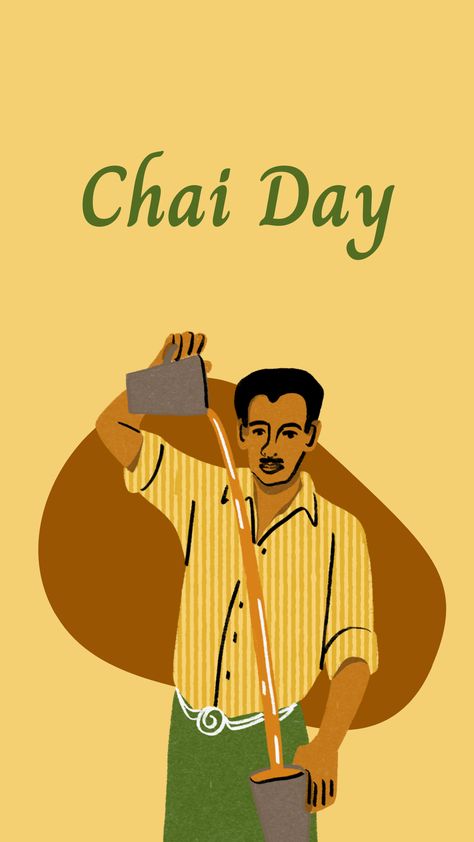 Tea Stall Ideas, Teh Tarik Illustration, Sanjay Datt Style, Tea Stall Design, Chai Illustration, Tea Shop Aesthetic, Chai Poster, Tea Truck, Irani Cafe