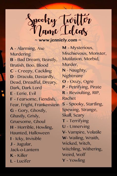 Spooky Twitter Name Ideas Halloween Party Names, Dark Names, Funny Usernames, Girl Halloween Makeup, Spooky Words, Usernames For Instagram, Aesthetic Usernames, Halloween Names, Instagram Username Ideas