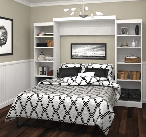 Beachcrest Home Dinah Murphy Bed & Reviews | Wayfair Garage Business, Tiny House Hacks, Bedroom Built Ins, Murphy Bed Ikea, Murphy Bed Ideas, Murphy Wall Beds, Queen Murphy Bed, Murphy Bed Plans, Office Guest Room