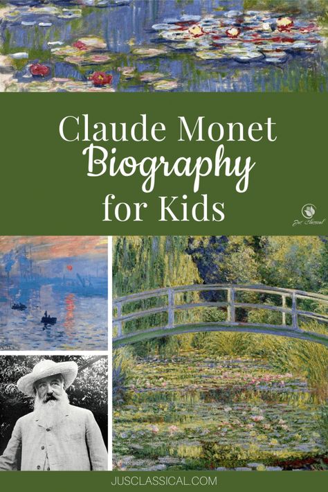 Claude Monet Biography for Kids (The Artist Detective series) Claude Monet Artist Study, Drawing Art Projects, Fine Arts Drawing, Artist Monet, French Impressionist Painters, Monet Claude, Claude Monet Water Lilies, Cc Cycle 2, Tin Whistle