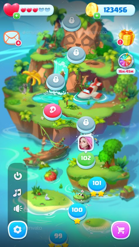 Games UI Preview - GraphicRiver 2d Isometric, Puzzle Game Ui, City Activities, Game Level Design, Ui Ux 디자인, Map Games, Game Gui, Match 3 Games, Button Game