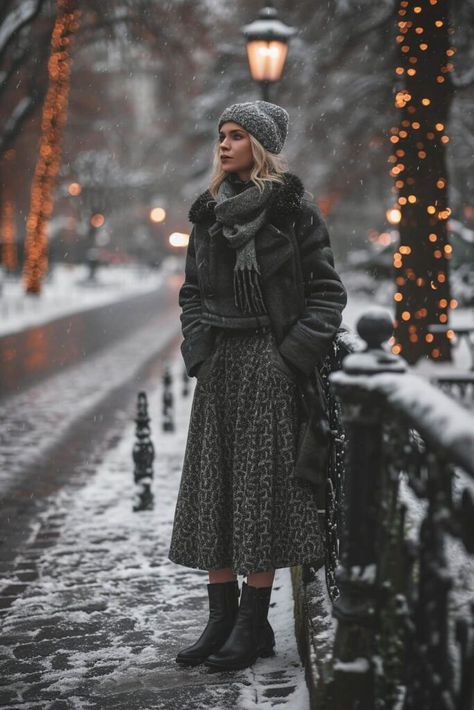 Winter Outfits Cold Skirt, Cold Weather Skirt Outfits, Winter Skirt Outfit Cold Weather, Midi Skirt Winter, How To Wear A Blanket Scarf, Perfect Winter Outfit, Best Winter Outfits, Skirt Outfits Fall, Midi Skirt Outfit