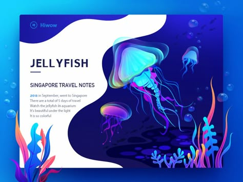 Jellyfish Illustration, الفن الرقمي, Banner Web, Desain Editorial, Modern Web Design, 카드 디자인, Website Design Layout, Web Layout Design, Design App