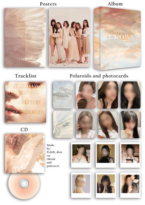 Angelic album concept for a 6 member girl group for shifting <3 6 Member Group Photo, Own Group Dr, Kpop Albums Fanmade, Concept Album Ideas, Kpop Album Ideas Shifting, Album Ideas Kpop Shifting, Kpop Album Concept, Album Concept Ideas, Kpop Album Shifting