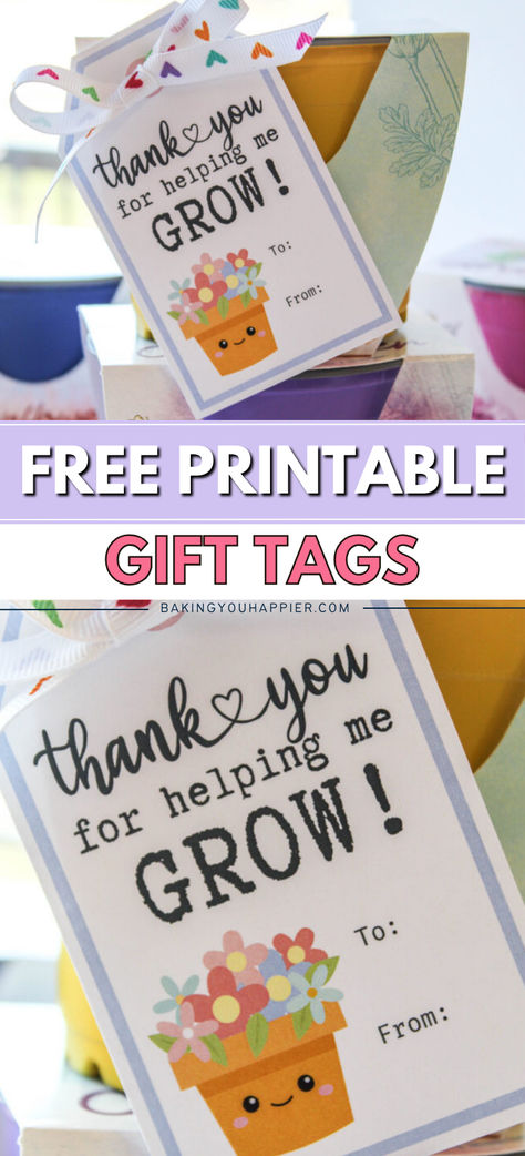 Thank You for Helping Me Grow Free Printable Gift Tags, these fun tags can go with any flower, plant, or grow kit for Teacher Appreciation! Thanks For Helping Me Bloom Free Tag, Teacher Thank You Printable, Thank You For Helping Me Grow Printable Free, Teacher Tags Free Printables, Thanks For Helping Me Grow Printable, Thank You For Helping Me Grow Printable, Teacher Flower Gifts, Thanks For Helping Me Grow Teacher Gift, Free Printable Thank You Cards