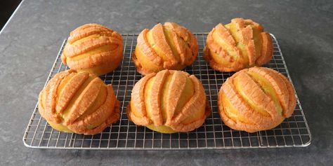 Pumpkin puree adds a seasonal twist to this famous Mexican sweet bread that is perfect for breakfast or brunch during pumpkin season. Pumpkin Conchas, Conchas Recipe, Mexican Pastries, Mexican Sweet Breads, Orange Food Coloring, Pumpkin Cinnamon Rolls, Food Wishes, Breakfast Pastries, Mexican Dessert