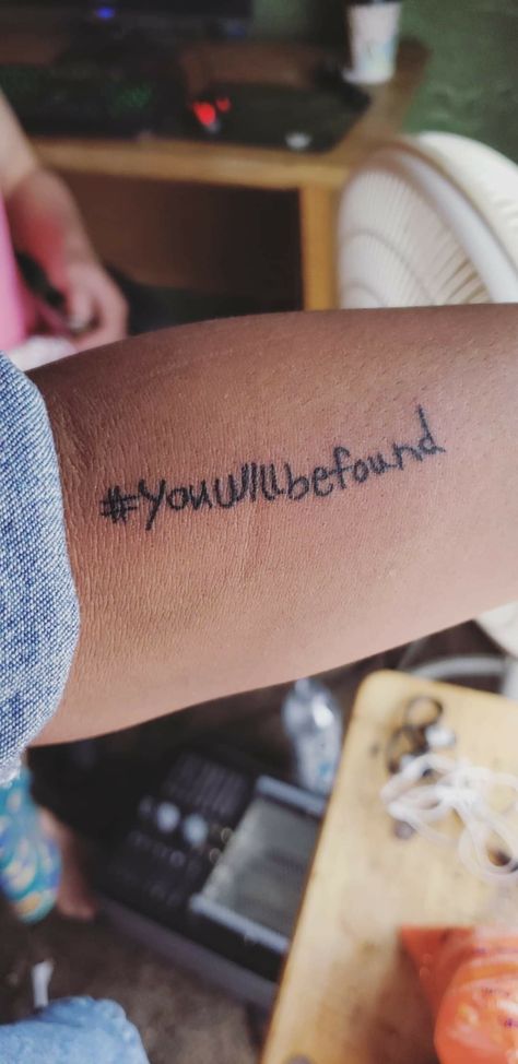 #dearevanhansen  Dear Evan Hansen  You will be found Tattoo You Will Be Found Dear Evan Hansen Tattoo, You Will Be Found Tattoo, Theater Tatoos, Dear Evan Hansen Tattoo Ideas, Six The Musical Tattoo, You Will Be Found Dear Evan Hansen, Musical Theatre Tattoo Ideas, Musical Theater Tattoos, Dear Evan Hansen Tattoo