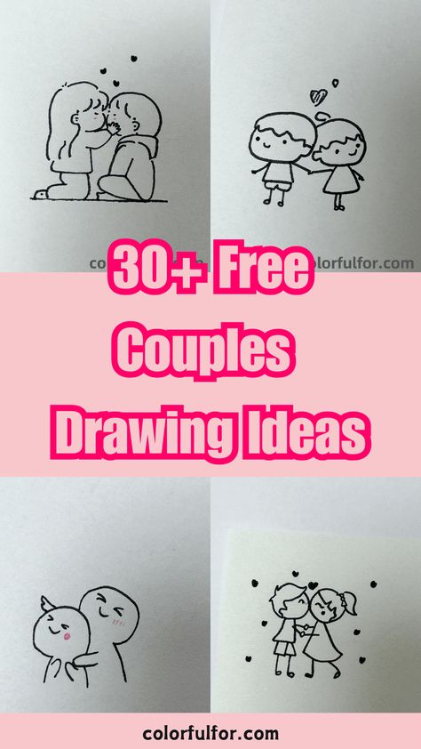 Bring your romance to life with these adorable and easy couple doodles! Perfect for decorating bullet journal or sketchbook pages. Cuddling cats, stargazing couples - express your love through simple art. How To Draw Couples Kissing, Cute Couple Simple Drawing, Drawing For Husband Love, Mini Love Drawing Ideas, Date Night Drawing Ideas, Old Couple Doodle, Easy Valentine Drawings Simple, Easy Couple Drawings Simple, Doodle Art Love Couple