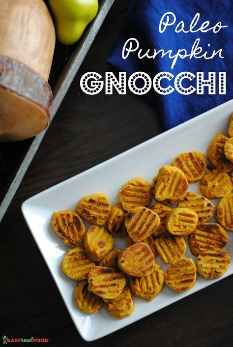 A gluten-free, vegan and paleo pumpkin gnocchi that combines just 3 ingredients into a healthy comfort food. Quick to make, and quicker to be eaten, combine almond flour, arrowroot flour and pumpkin for a grain-free gnocchi that’s easy to make and a seasonal fall recipe. #grainfree #grainfreeliving #pumpkinrecipe Gluten Free Gnocchi Recipes, Gnocchi Recipes Easy, Gluten Free Gnocchi, Pumpkin Gnocchi, Pumpkin Recipes Healthy, Gnocchi Recipe, Paleo Dishes, Paleo Pumpkin, Healthy Comfort